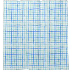 Karierte Hütte am Strand am Ufer Duschvorhang