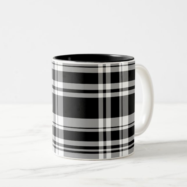 Karierte Kaffee-Tasse Zweifarbige Tasse (VorderseiteRechts)