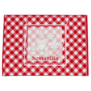 karierte karierte karierte, rote Farbe Große Geschenktüte