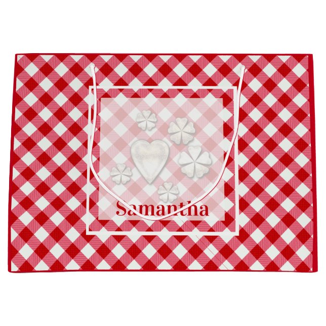 karierte karierte karierte, rote Farbe Große Geschenktüte (Vorderseite)