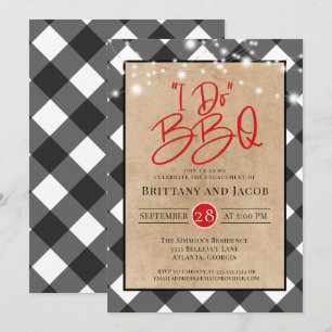 Karierte Kraft String Lights I Do GRILLEN Verlobun Einladung
