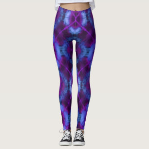 Karierte Krawatte in Magenta Lila und Blue Legging Leggings