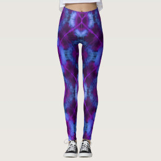 Karierte Krawatte in Magenta Lila und Blue Legging Leggings