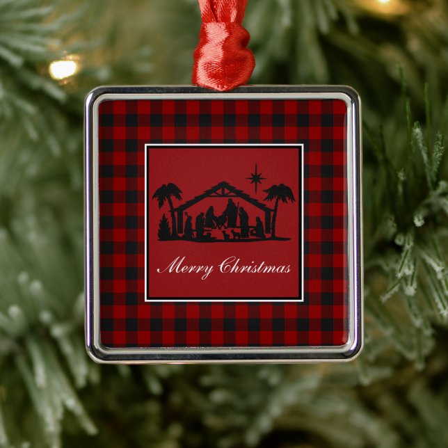 Karierte Krippe Ornament Aus Metall (Baum)