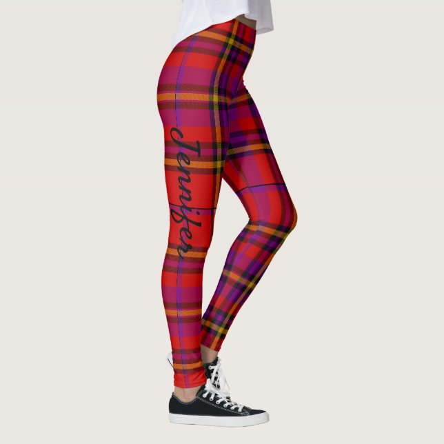Karierte Leggings für den Namen Red Tartan (Rechts)