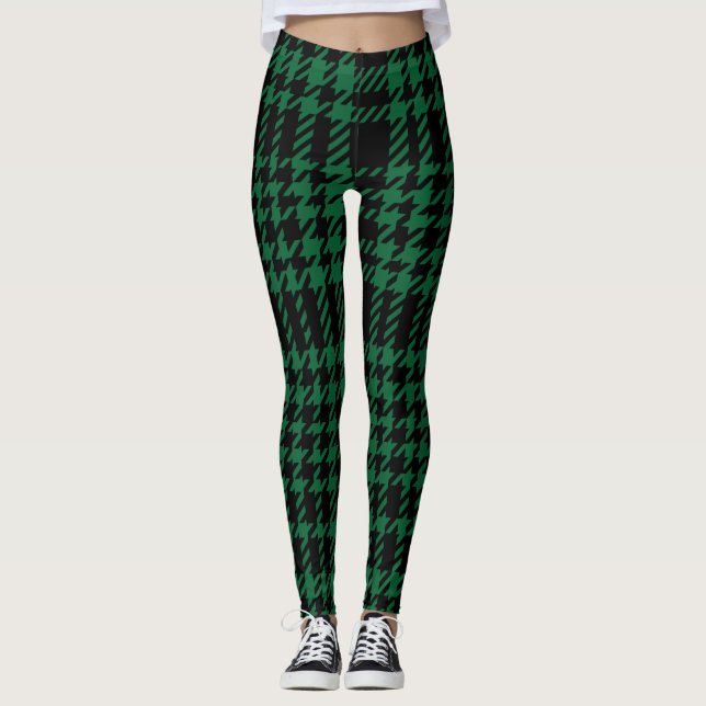 Karierte Leggings für Frauen grün/schwarz (Vorderseite)