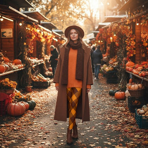 Karierte Leggings in orange und dunkelrot
