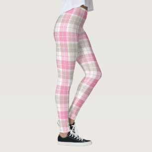 Karierte Leggings in Rosa und Grau Retro