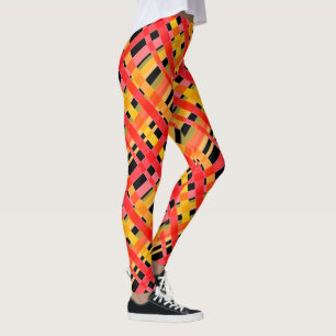 Karierte Leggings in Schwarz und Rot