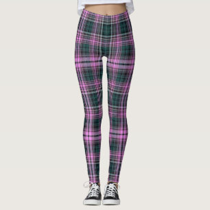 Karierte Leggings Rosa/Grün