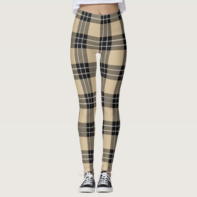 Karierte Leggings von Frauen in Beige/Schwarz (Vorderseite)