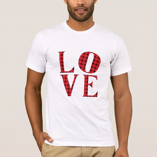 Karierte LIEBE T-Shirt (Vorderseite)