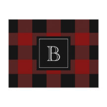 Karierte Lumberjack-Monogram, initial Red Black