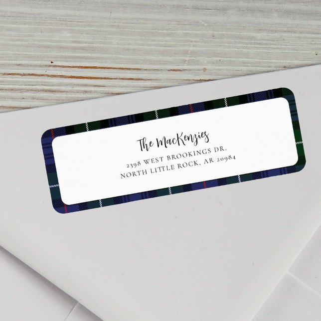 Karierte MacKenzie Tartan Rücksendeadresse (Mackenzie Tartan Christmas Return Address Label)