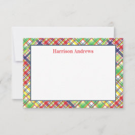 Karierte Madras Personalisierte Mitteilungskarten