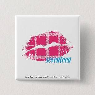 Karierte Magenta Button