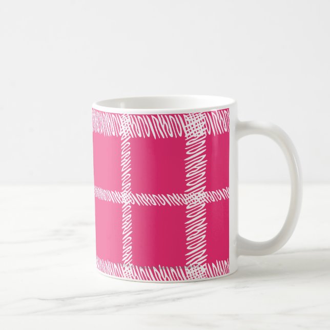 Karierte Magenta Kaffeetasse (Rechts)