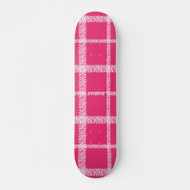 Karierte Magenta Skateboard (Vorne)
