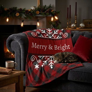 Karierte Merry & Bright Schneeflocke Fleecedecke