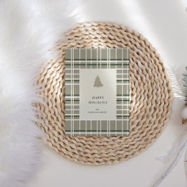 Karierte Minimalistische Weihnachtskarte mit neutr Feiertagskarte