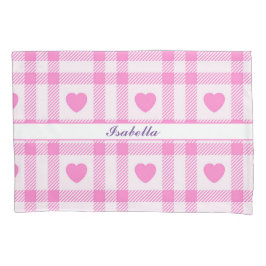 Karierte moderne rosa Herzenskollektion Kissenbezug