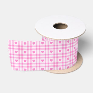 Karierte moderne rosa Herzenskollektion Satinband
