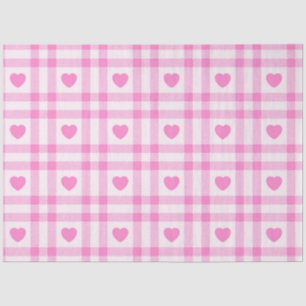 Karierte moderne rosa Herzenskollektion Seidenpapier