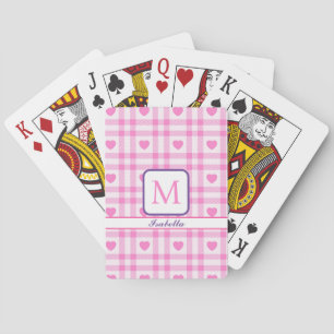 Karierte moderne rosa Herzenskollektion Spielkarten