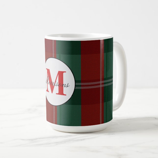 Karierte Monografie Kaffeetasse (VorderseiteRechts)
