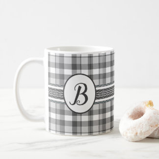 Karierte Monogramm Kaffeetasse