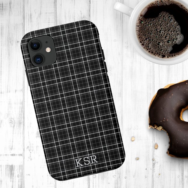 Karierte Monogramm Schwarz/Weiß Case-Mate iPhone Hülle (Von Creator hochgeladen)