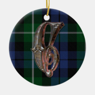 Karierte Monogrammverzierung Campbell Keramikornament