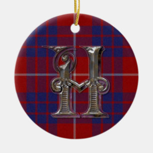 Karierte Monogrammverzierung Hamiltons Keramik Ornament