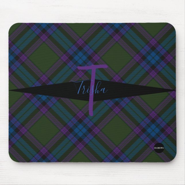 Karierte Mousepad - HAMbyWG - Olivenöl, Lila (Vorne)