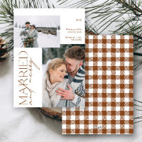 Karierte Mr. and Mrs. Verheiratet & Merry Foto
