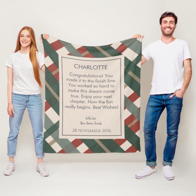 Karierte Muster Personalisierter Altersvorsorge Fleecedecke (Beispiel)