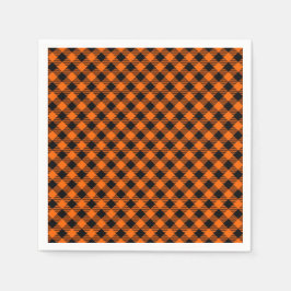 Karierte Napkins in Schwarz und Orange Serviette