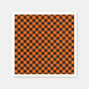Karierte Napkins in Schwarz und Orange Serviette