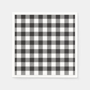 Karierte Napkins in Schwarz und Weißbüffel Serviette