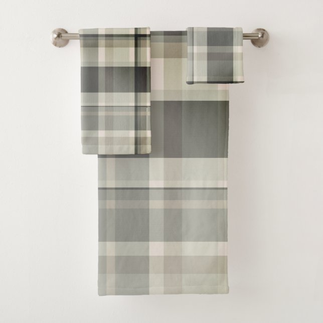 Karierte Neutronenbeige, graue Mischungen Badhandtuch Set (Insitu)