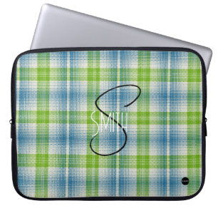 Karierte Notebook-Abdeckung mit blauem und grünem Laptopschutzhülle