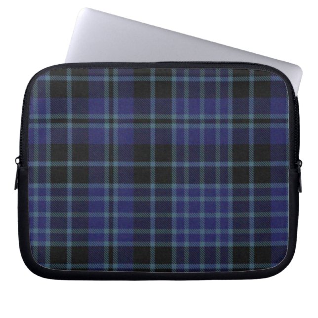 Karierte Notebook-Abdeckung mit blauem und schwarz Laptopschutzhülle (Vorderseite)