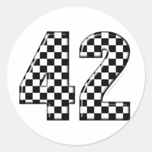 karierte Nr. 42 Runder Aufkleber