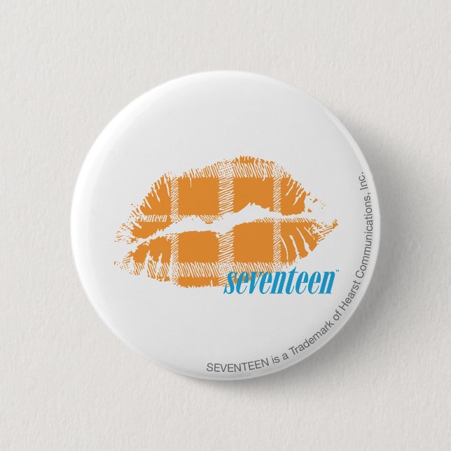 Karierte Orange Button (Vorderseite)