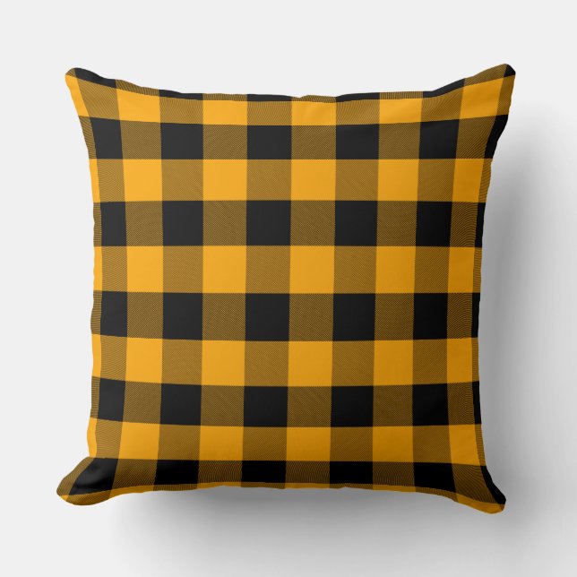 Karierte Pattern-Tablette mit schwarzem und gelben Kissen (Vorderseite)
