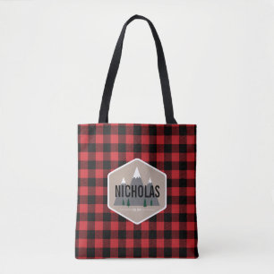 Karierte Pattern-Tote-Tasche aus Red & Black Buffa Tasche