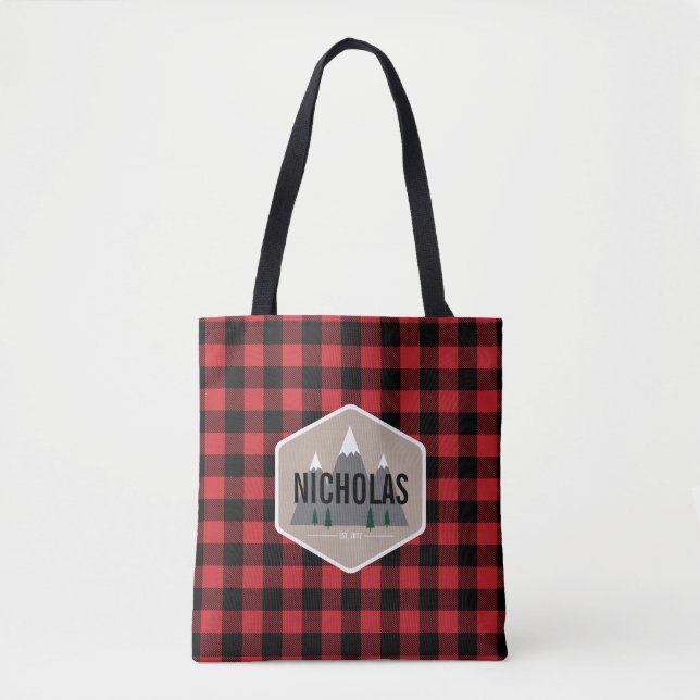 Karierte Pattern-Tote-Tasche aus Red & Black Buffa Tasche (Vorderseite)
