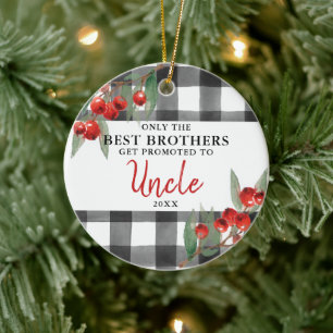 Karierte Personalisierte Brüder, die zu Onkel befö Keramik Ornament