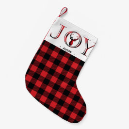 Karierte Personalisierte Freude Weihnachten Kleiner Weihnachtsstrumpf