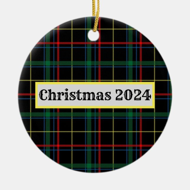 Karierte Personalisierte Keramik Ornament (Vorne)